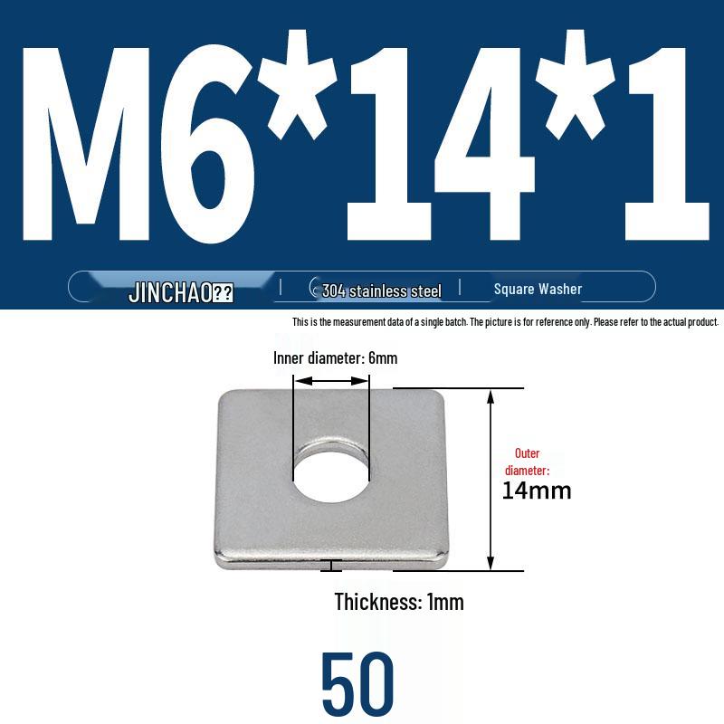 304 Stainless Steel Thickened Square Flat Washer for Curtain Wall (M4-M16)