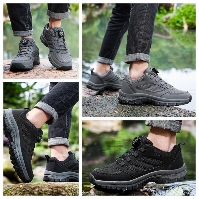 Mens Springtime Fall Outside Athletic Shoes With Rotating Buckle Convenient Plush Comfort Anti Slip Trekking Shoes Large Size 39-48