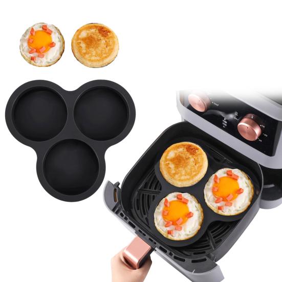 Silicone Cake Mold for Air Fryer 3 Cup Jumbo Round Muffin Top Pans BPA-Free Omelette Baking Mold for Egg Cakes Muffins Tarts Pancakes