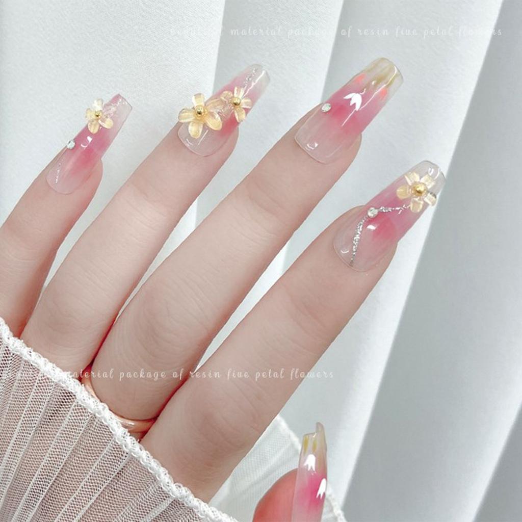 White Pink Flower Nail Charms 3D Flower Nails Art Charms Manicure Supplies DIY Nail Decorations for Acrylic Nails
