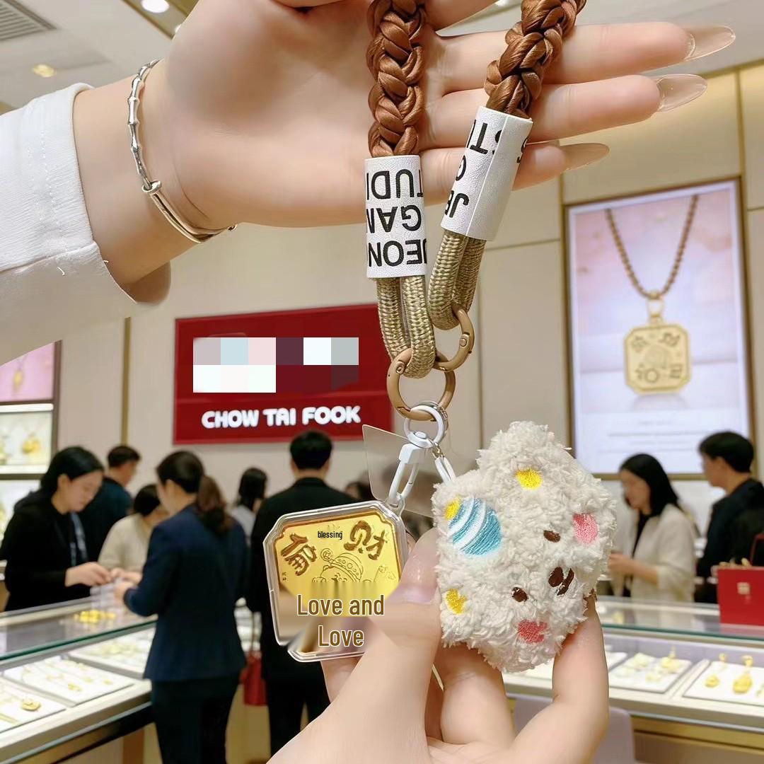 Pure 999 Gold Cartoon Bear Keychain Pendant - Luxurious Bag Decoration Gift