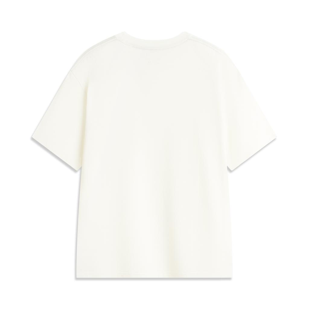 Li-Ning Simple Versatile Round Neck Loose Fit Letter Logo Drop Shoulder Short Sleeve T-Shirt Men Tops Off-White AHSV479-1