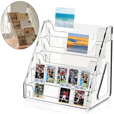 5-Tier Clear Acrylic Card Display Stand Desktop Holder for Graded Sports Cards Football Baseball Basketball Postcards Stickers