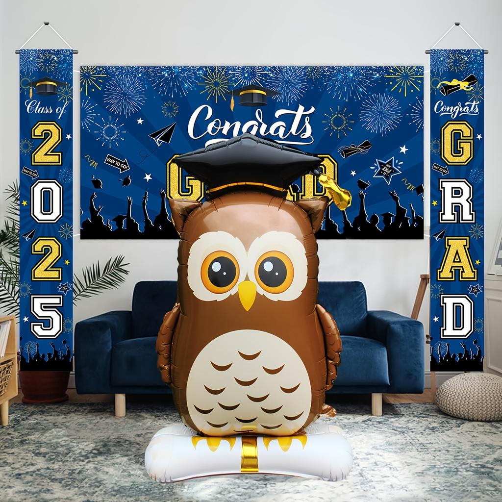 1Pcs 150cm Large Stand Graduation Brown Yellow Owl Doctor Balloons Graduation Party Decorations Balloon