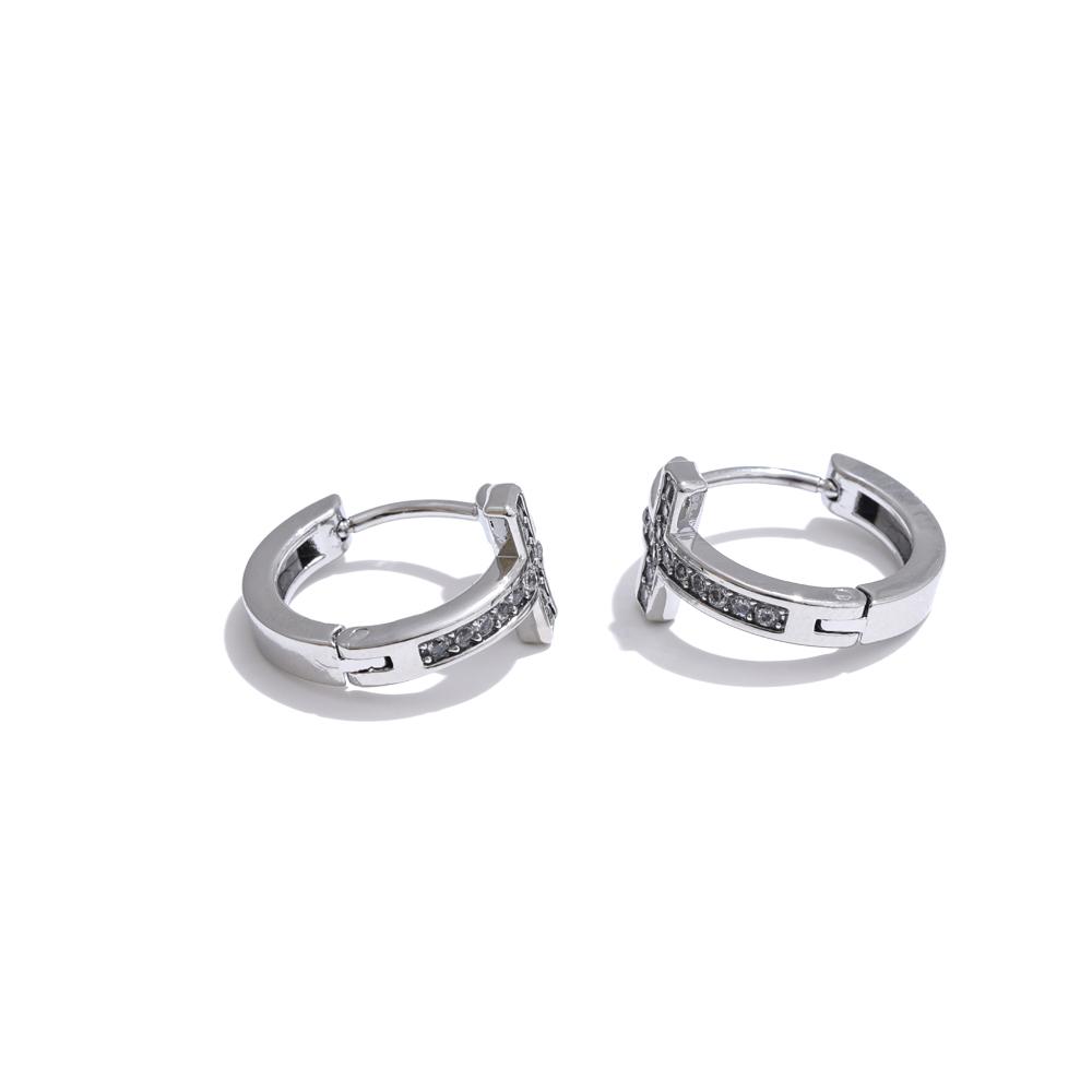 

Yhpup High Quality Cubic Zirconia Cross Hoop Earrings Versatile Daily Stainless Steel Arrivals Charm Jewelry Gift