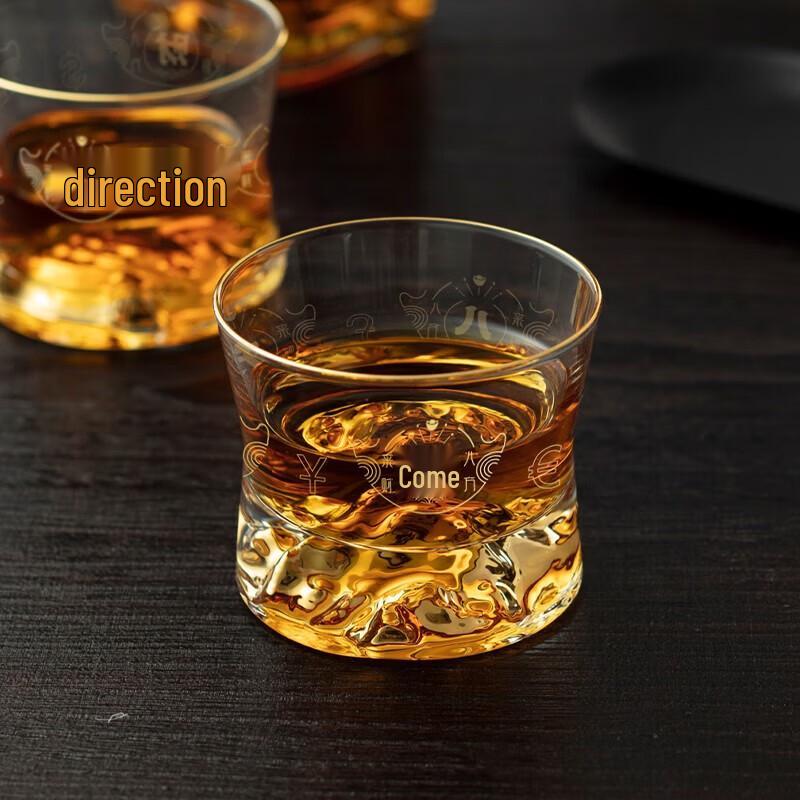 Eight Directions Wealth Golden Mountain Glass Teacup Pair