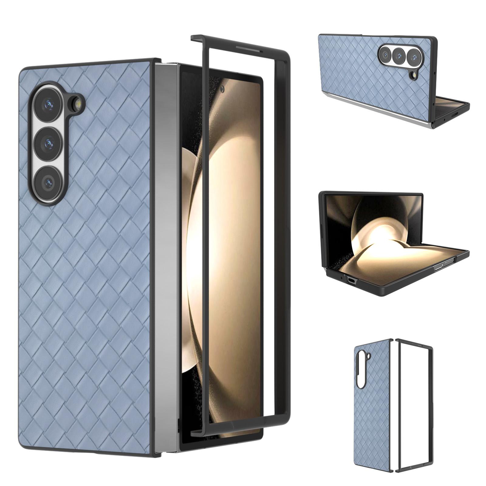 

Чехол для Samsung Galaxy Z Fold6 5G, тканевая текстура, покрытие из ПУ кожи, ПК чехол для телефона Baby Blue