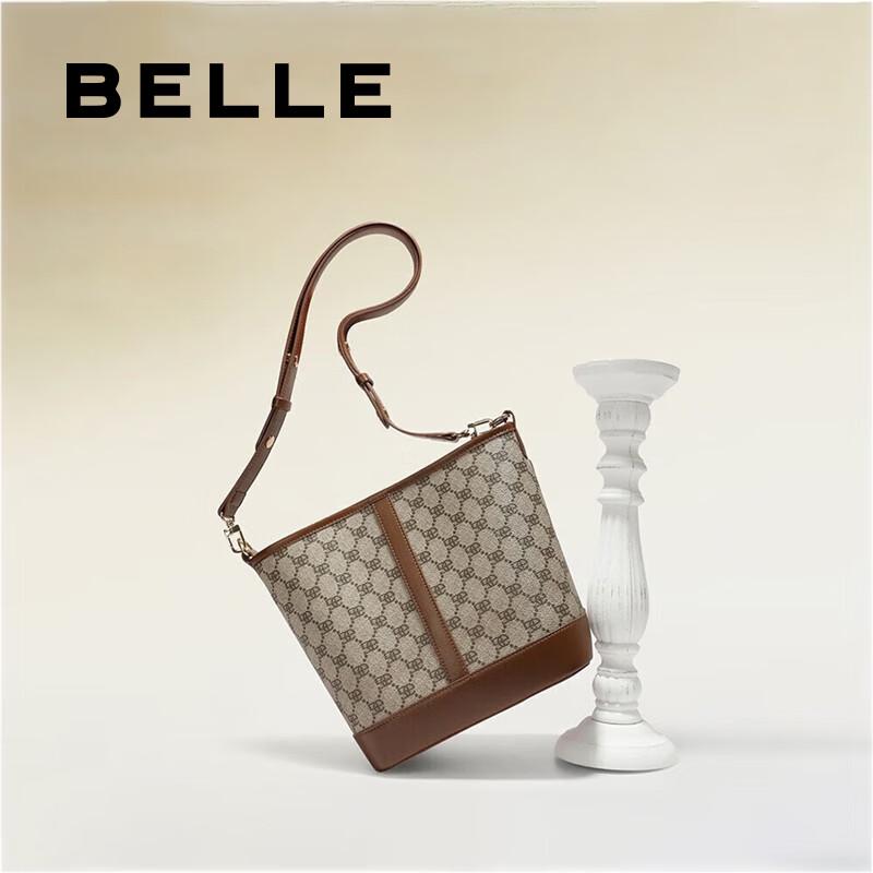 Женская винтажная сумка-ведро с монограммой на плечо