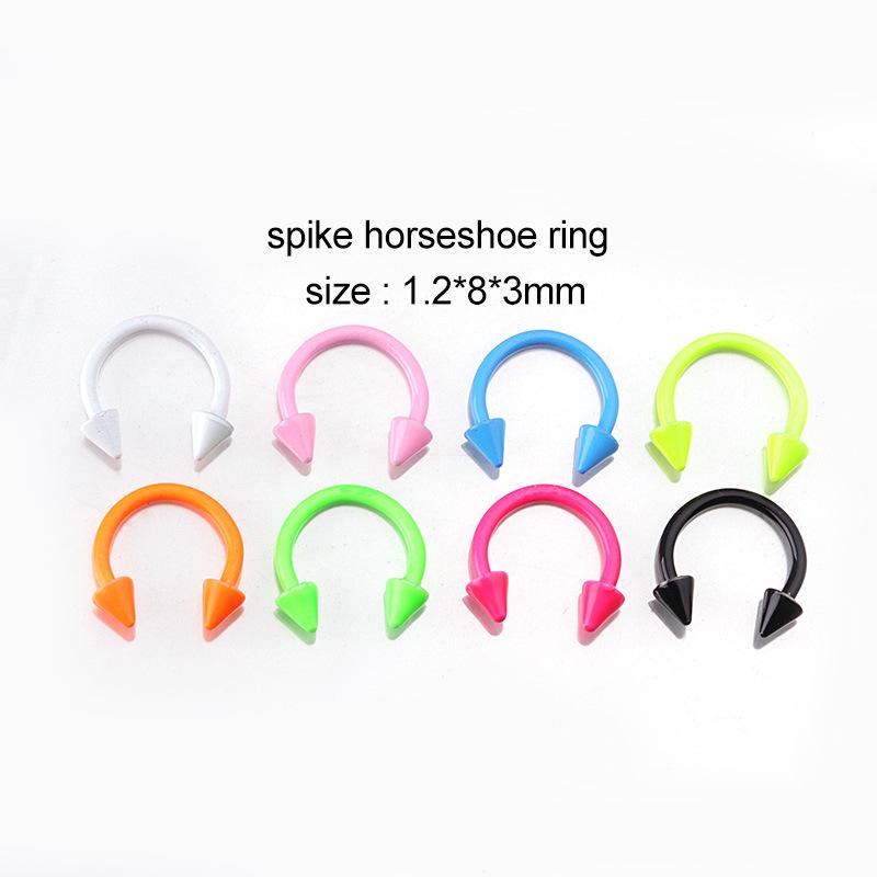 

Painted C-Shaped Horseshoe Ring: Cone Stud Stainless Steel Piercing Jewelry for Nose, Lip, and Ear in European & American Style Single (Random Color)