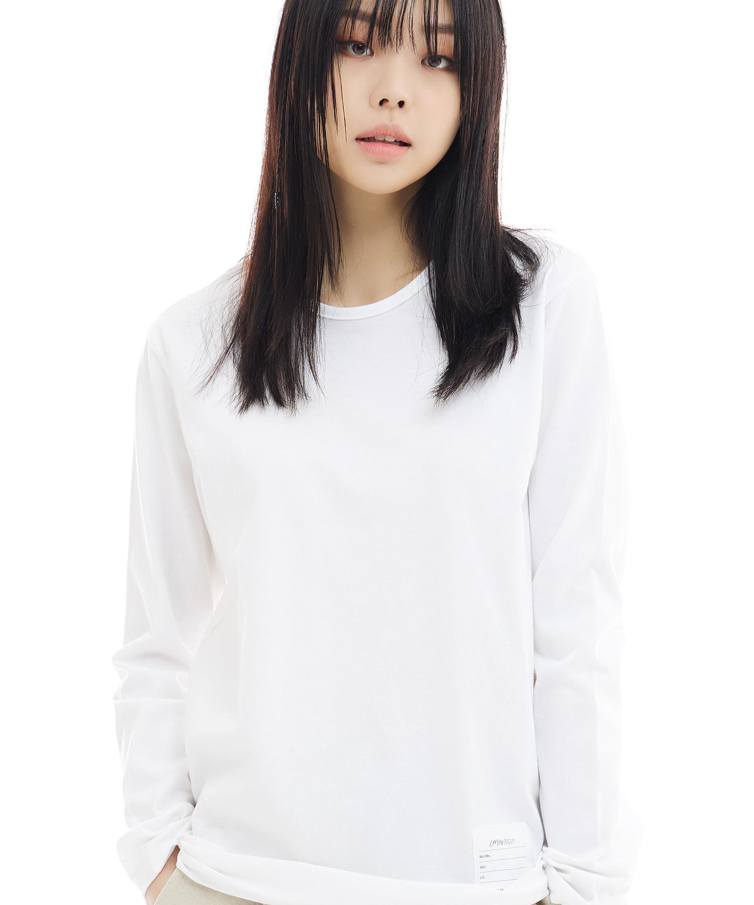 Lmn3011 Basic Patch Long Sleeve Tee - White White/Xl