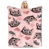 Cute Cat and Mouse Pattern Keep Warm, Pink -Flannel Blanket for Bedroom, Living Room, Sofa, and Nap