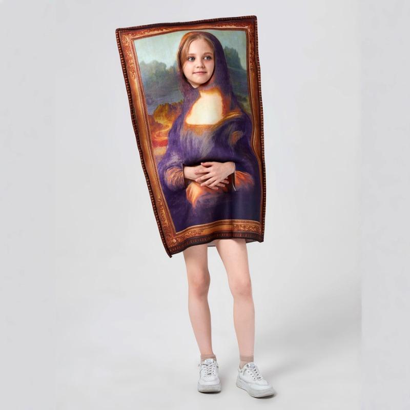 New Halloween Party Costumes Mona Lisa Fun Mural Campus Event Performance Onesie