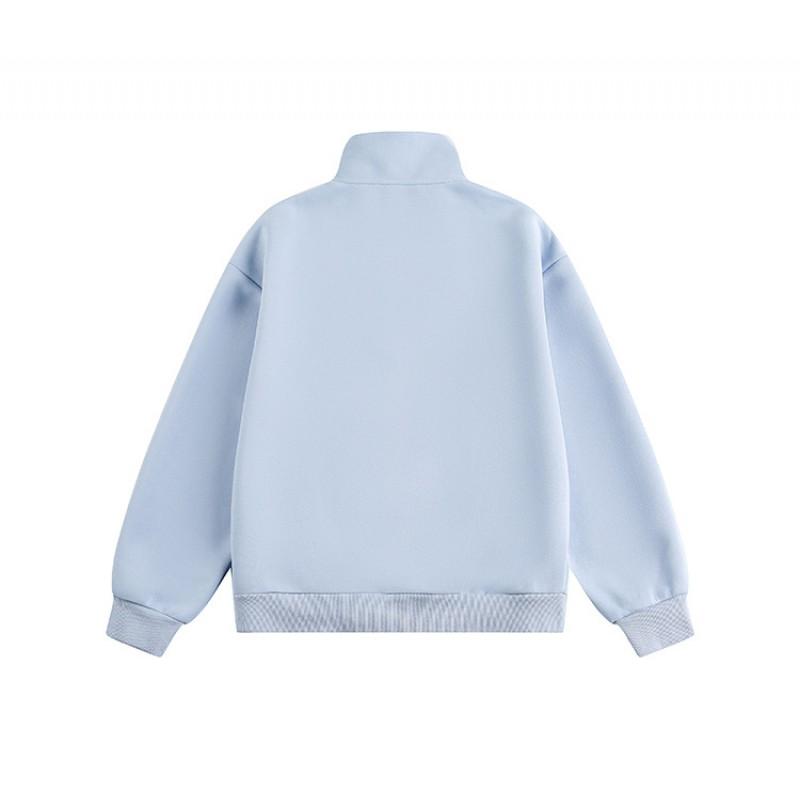 Unisex Oversized Cotton Pullover Sweatshirt With Half Zip Solid Color Casual Streetwear Top Fall