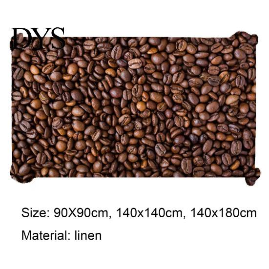 Dining Table Cover Waterproof Wrinkle Free Flax Coffee Pattern Cloth Printed Vintage Versatile Linen for Home