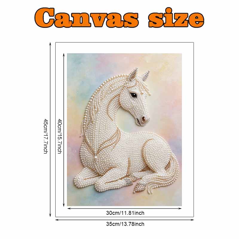 Animal Pearl Painting Handmade 5D White Horse DIY Home Office Desktop Decoration Painting