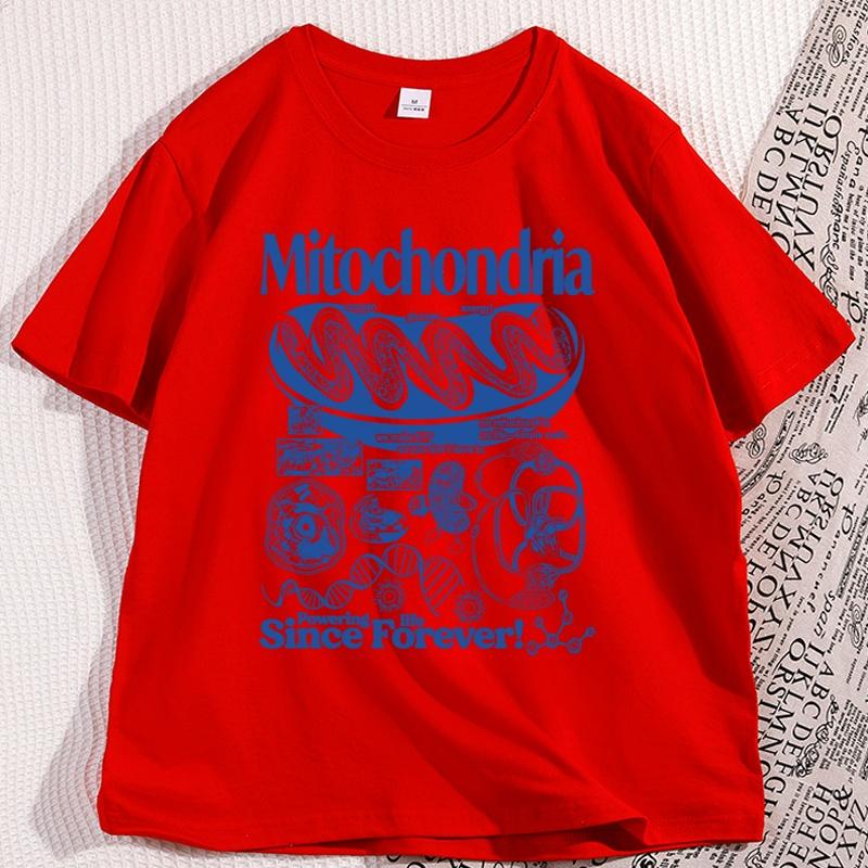 

Mitochondria Vintage Science TShirt Men Women Retro Biology Graphic Tee 90s Academic Humor T Shirt Round Neck T Shirt Clothes S