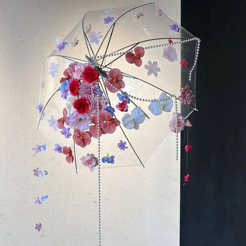 Çocuklar ve Yetişkinler İçin Orijinal Bahar Çiçekli Şemsiye - Hanfu Fotoğrafçılığı ve Podyumlar İçin İdeal.