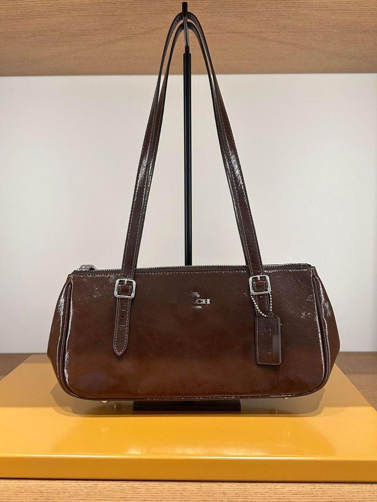 Trener Asher 2025 Torba Bagietka Bowlingowa ze Skóry Vintage - Wykończenie Olej i Ocet, Torebka Jednoramienna