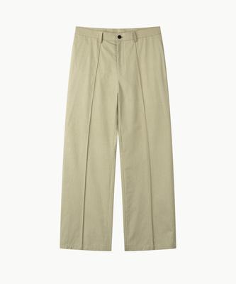 Leondi Press Semi-Wide Cotton Slacks - Beige