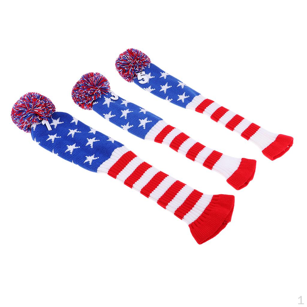 

3Pcs Golf Club Head Covers, Knit Vintage Headcover, Long Neck Driver Woods Cover Socks