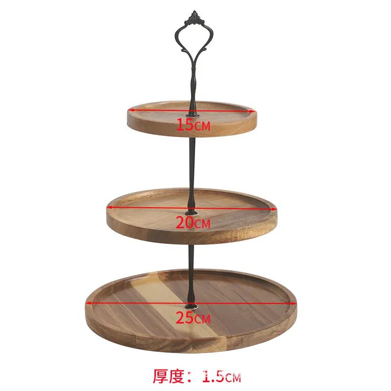 

Wooden Storage Rack for Cakes, Fruits, and Snacks with Multi-layered Trays Decorative Wood Desserts Stand with Tray Fruit Plate