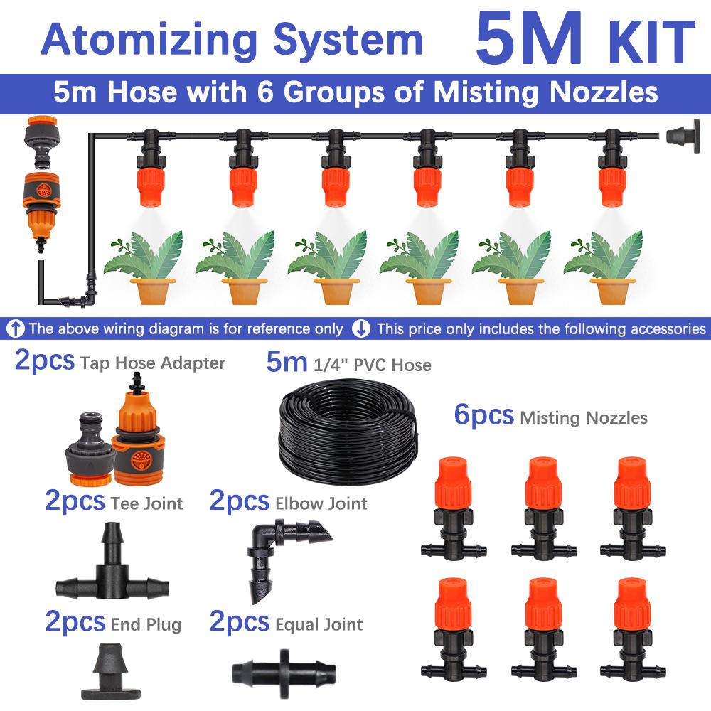 30-5M 60W Self-priming Pump with Timer Misting Cooling System Adjustable 0-25L/H Atomization Sprayer Garden Irrigation Watering