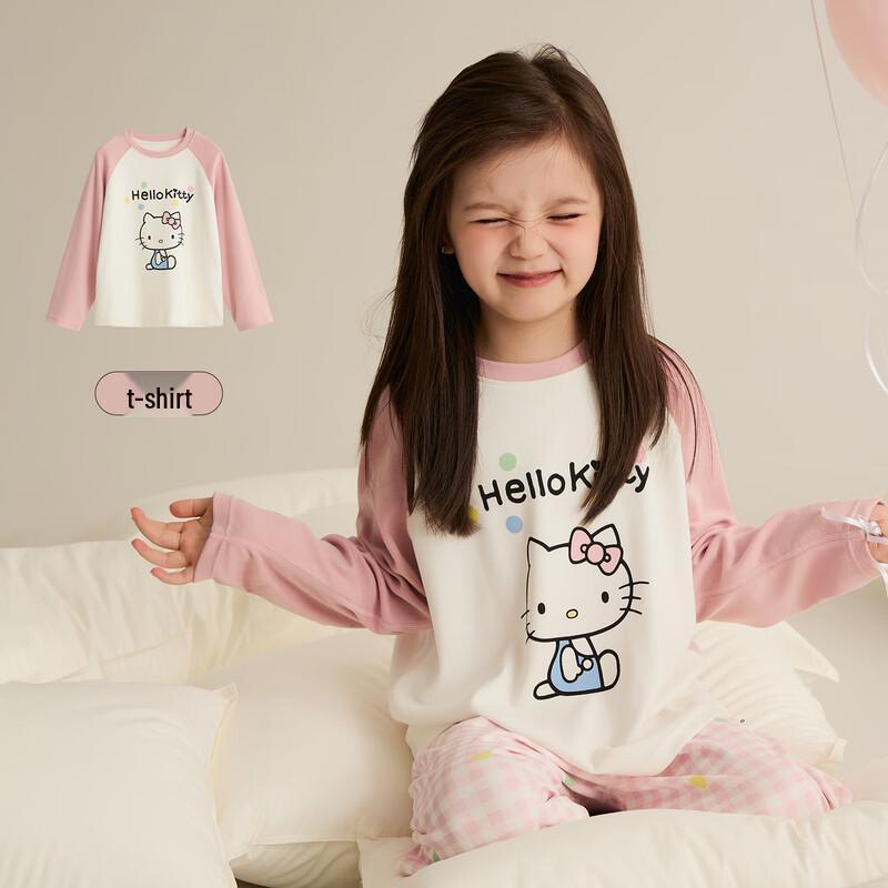 Chenchenma Pink Bubble Girls  Hello Kitty T-shirt & Pants Set 100