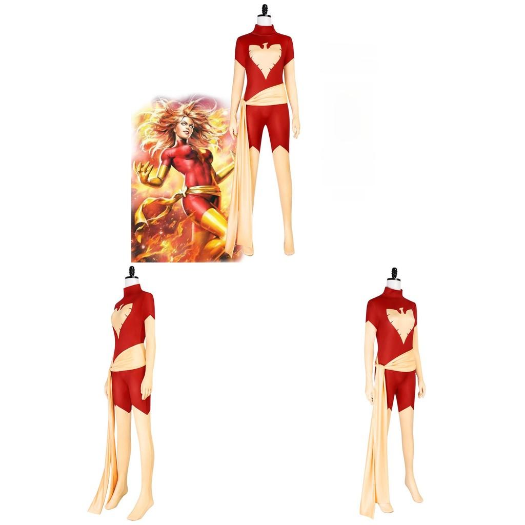 Phoenix X-men Cosplay Jumpsuit mit Stretchstoff für Halloween-Kostüm