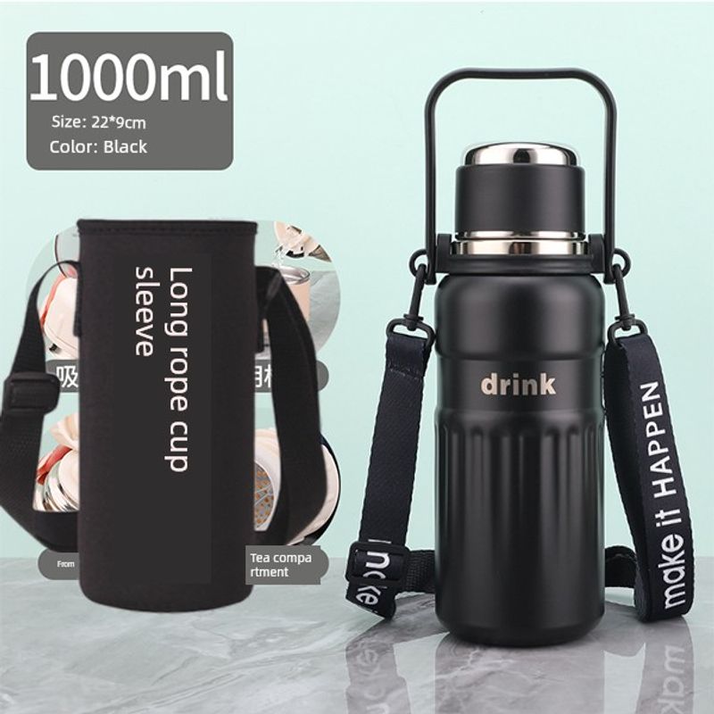 Huquan Outdoor Large Capacity Vacuum Cup 316 Stainless Steel Straw Cup for Male and Female Students Portable Travel Cup Good-looking