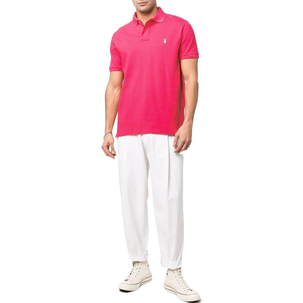Polo Ralph Lauren SS22 Solid Pique Embroidered Short Sleeve Polo Shirt Men tops Pink 710782592-007