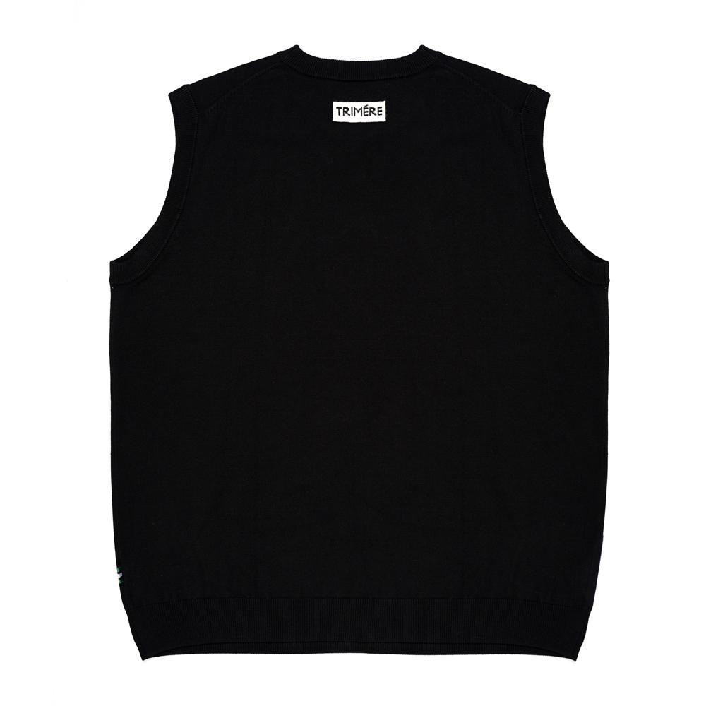 TRIMERE Basic Font Knit Vest Black