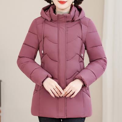 Taglie forti XL-6XL Cappotti invernali per donna Parka corti con cappuccio Eleganti larghi spessi caldi Capispalla Giacche da donna di mezza età