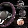 7Pcs/Set Shiny Rhinestones Car Steering Wheel Safety Belt Shifter Cover Cup Mat Start Button Ring Kit