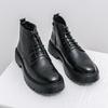 Fashion Outdoor Men High Top Shoes Leisure Walk Leather Ankle Boots Fashion Men Lace Up Motorcycle Boots Non-Slip Male Botas Basic Boots