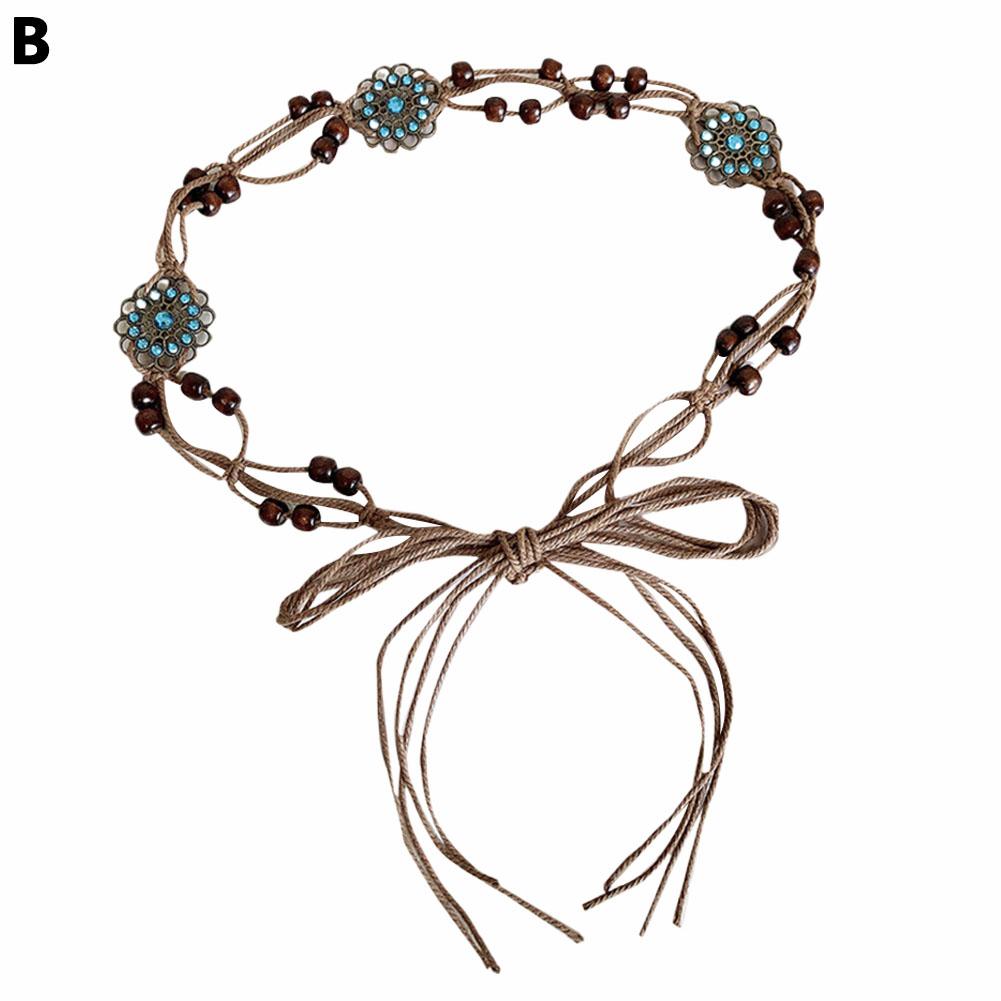 

Богемный Этнический Стиль Женская Цепочка на Талию Этнический Стиль Художественная Ручная Работа Бусины Женский Пояс Дерево Z2G5 Blue-One size