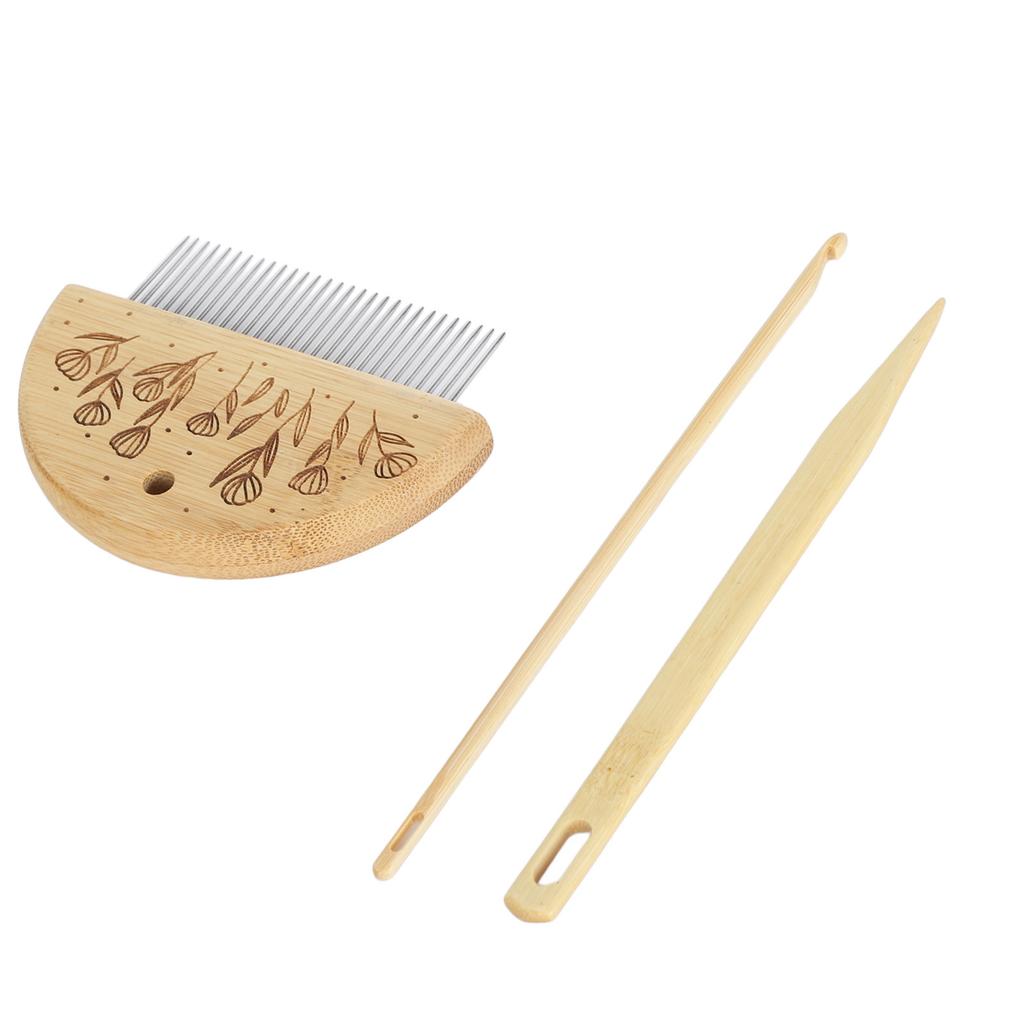 Weaving Loom Comb Professional Wooden Loom Comb Big Eye Needle 4mm Crochet Needle Set for Making