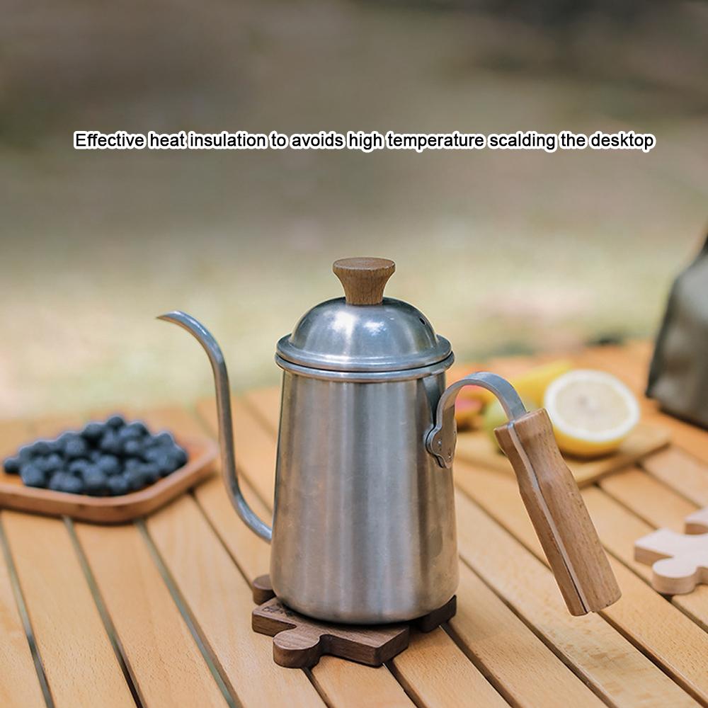 Outdoor Camping Dřevěná podložka Buk Ořech Tepelná izolace Hrníček Podložka Jigsaw Tvar Šálek Pad Dřevo Čaj