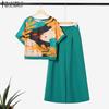 ZANZEA Women Short Sleeve Print Blouse and Wide Leg Pants Summer Two Piece Suit Sets