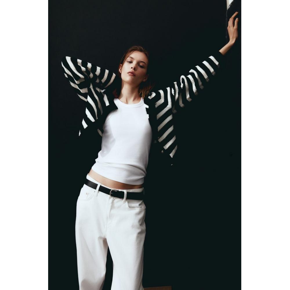 

Кардиган вязки HM в рубчик, черная полоска