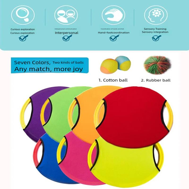 Children Adult Outdoor Interactive Collaboration Game Parent Child Party Elastic Disc Paddle Ball Fun Game Throwing Training Toy