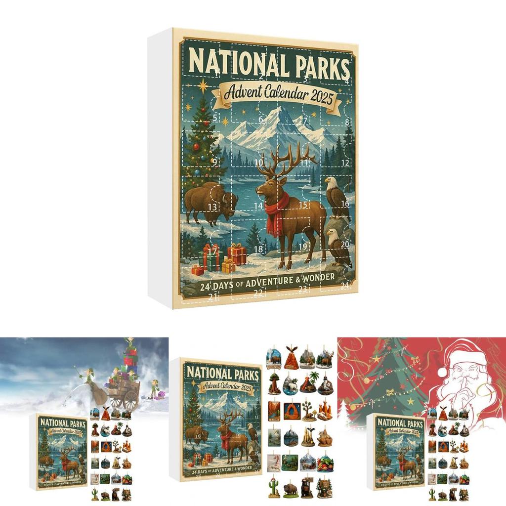 National Parks Christmas Countdown Calendar With Animal And Plant Figures For Festive Decorations