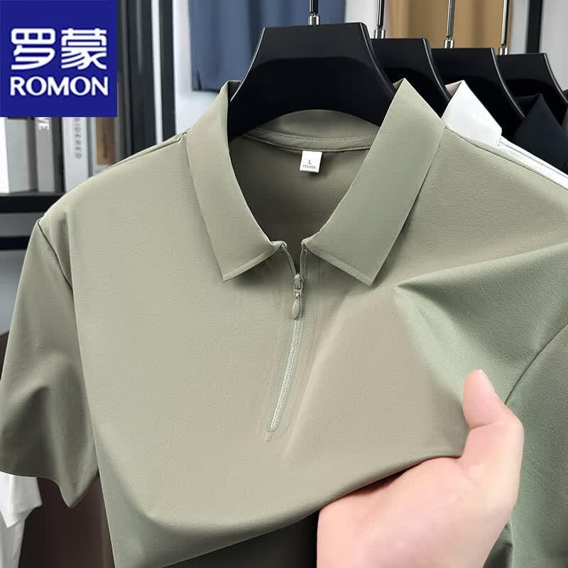 

ROMON Men s Half-Zip Polo T-Shirt 4XL
