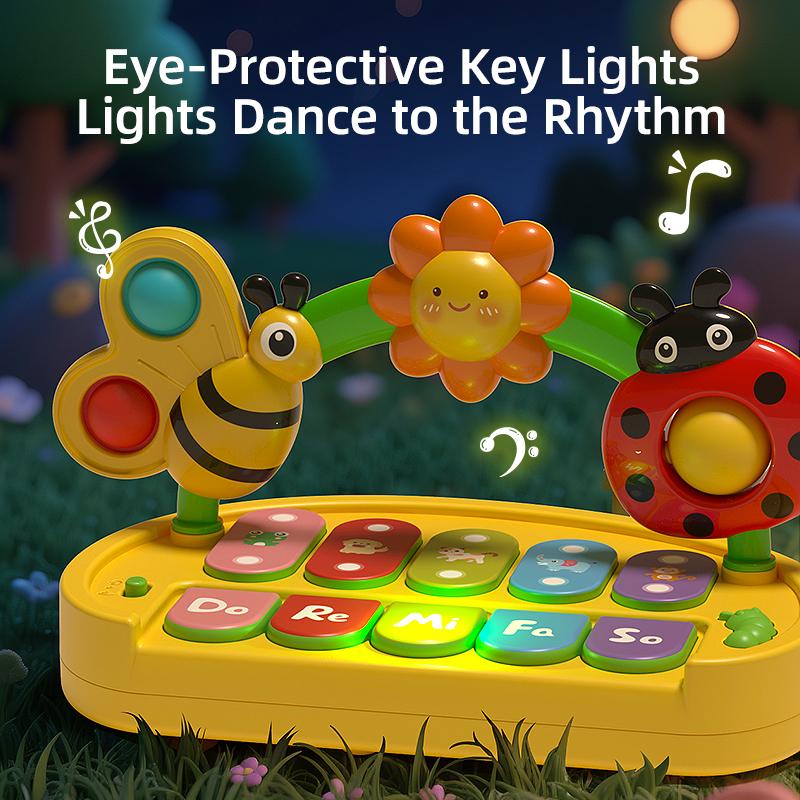 Baby Piano Toys Kids Rotating Music Keyboard Light Sound, Musical Toy for Toddlers,Early Educational Music Toy Gift