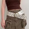 Harajuku Wide Waistband Rivet PU Leather Belt Simple Cowgirl Belt  Clothing Accessories
