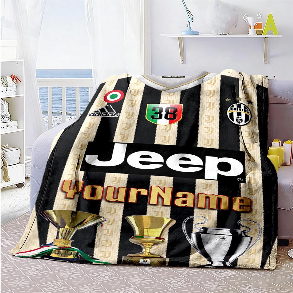 Juventus Customize Your Name Blanket Lightweight Customizable Blanket Comfortable Versatile for Nap Living Room Chair Seaside Four Seasons Universal
