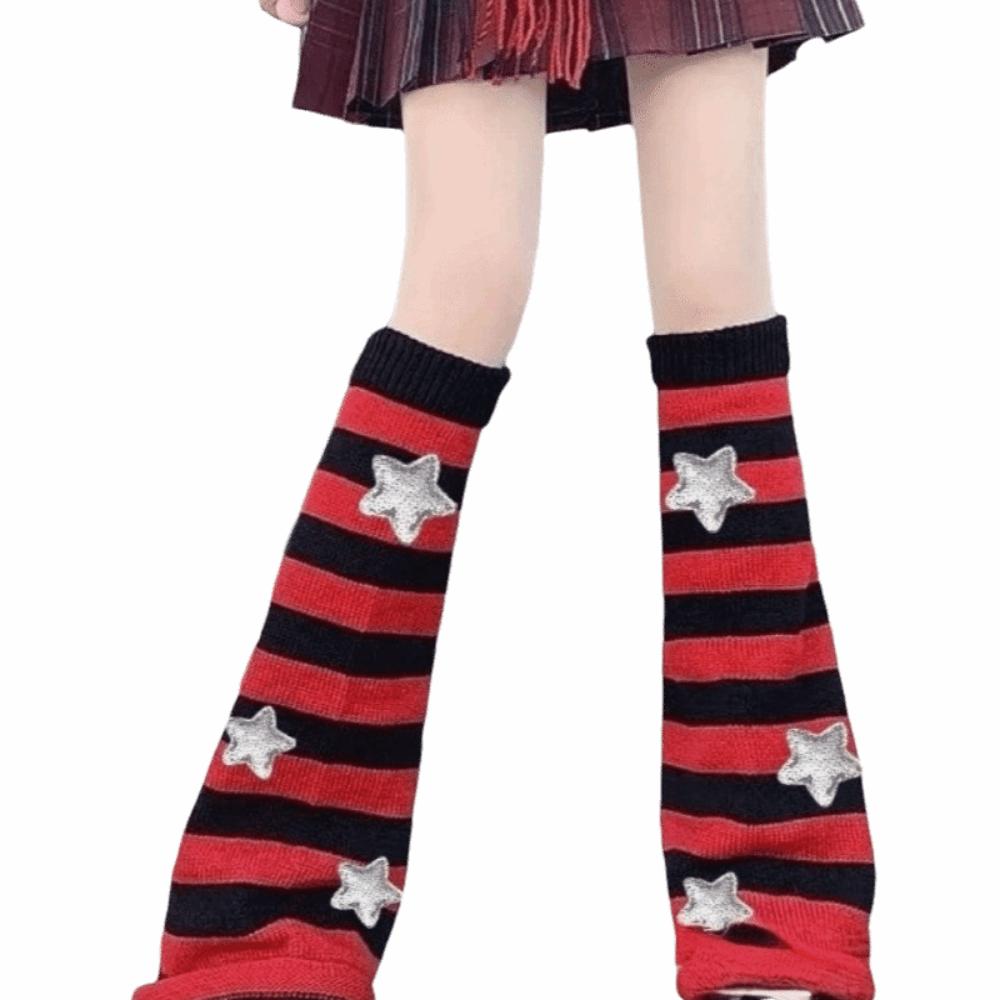 Y2K Leg Warmers Knitted Knee High Stockings Spicy Girl Leg Covers Women