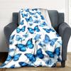 1pc Blue Butterflies Lightweight Flannel Blanket, Comfortable and Warm Blanket, for Office and Camping Sofa Bed, Livingroom031