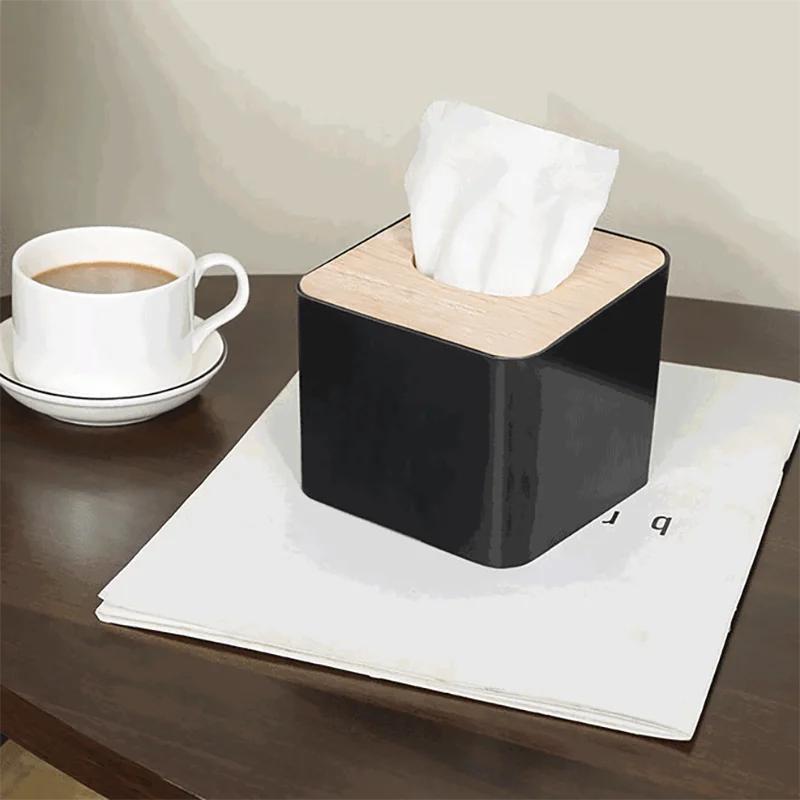 1pc/2pcs-Tissue Box Napkin Holder Case Paper Box Container Bamboo Cover Solid Wood Hotel Storage Box Home Table Decoration