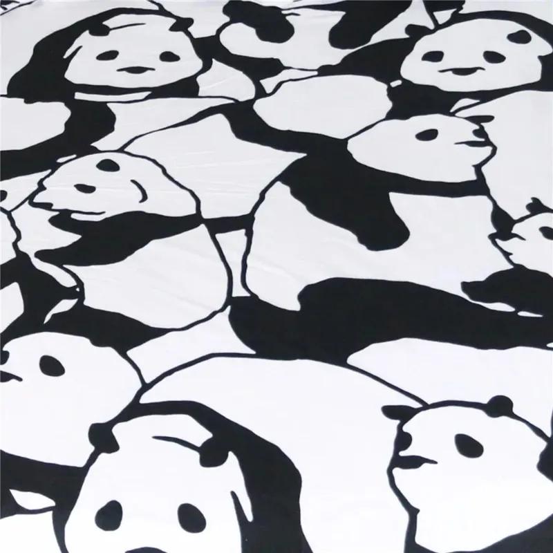 Comforter Pandas Bedclothes Bedding Set Cartoon For Child 100% Bamboo Fiber Sets For Beds 3 Pcs White Black Bed Set