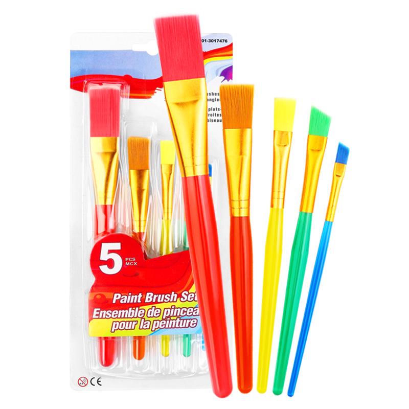 Nylon Kids 5-Piece Hand-Painted Watercolor Brush Set - Transparent Candy Colors Candy Color